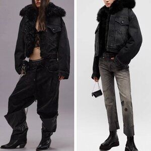 NWT R13 2 In 1 Eli Boxy Trucker Jacket - Bolt Black